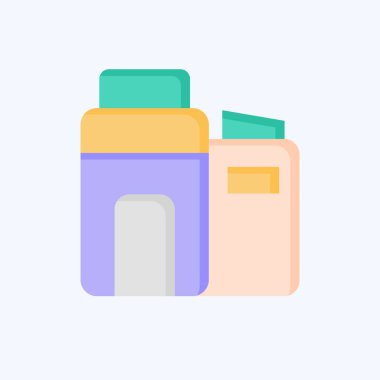 İkon Eko Fabrikası. Endüstri sembolüyle ilgili. Düz stil. dizayn edilebilir