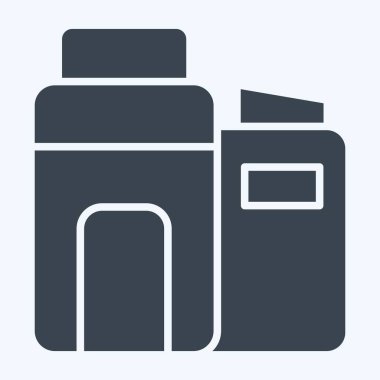 İkon Eko Fabrikası. Endüstri sembolüyle ilgili. Kabartma tarzı. dizayn edilebilir