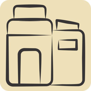 İkon Eko Fabrikası. Endüstri sembolüyle ilgili. El çizimi tarzı. dizayn edilebilir