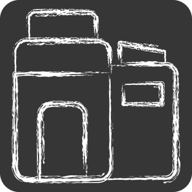 İkon Eko Fabrikası. Endüstri sembolüyle ilgili. Tebeşir stili. dizayn edilebilir