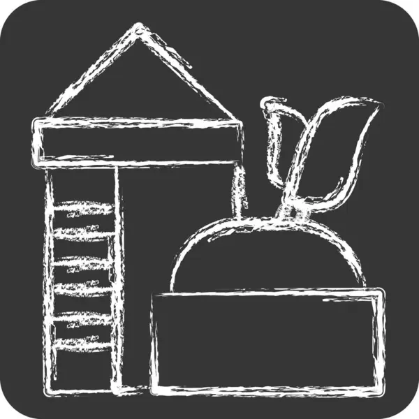 Icon Biogas Fırınları. Dünya 'yı Kurtarma sembolüyle ilgili. Tebeşir stili. düzenlenebilir