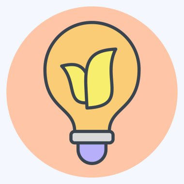 Icon Eco Lambası. Dünya 'yı Kurtarma sembolüyle ilgili. renk arkadaşı stili. düzenlenebilir