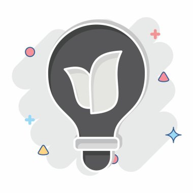 Icon Eco Lambası. Dünya 'yı Kurtarma sembolüyle ilgili. Çizgi roman. düzenlenebilir