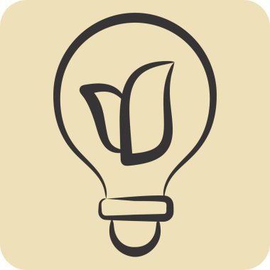 Icon Eco Lambası. Dünya 'yı Kurtarma sembolüyle ilgili. El çizimi tarzı. düzenlenebilir