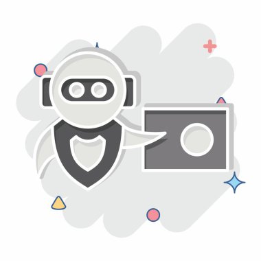 Simge Eğitimi. Yapay Zeka sembolüyle ilgili. çizgi roman biçimi