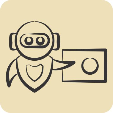 Simge Eğitimi. Yapay Zeka sembolüyle ilgili. el çizimi biçim