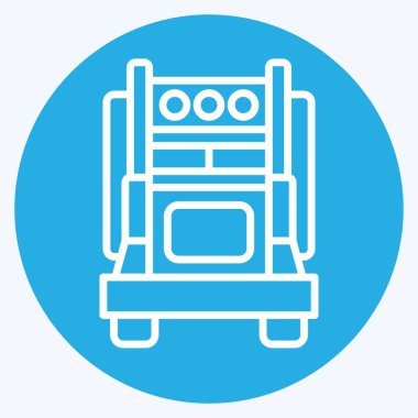 İkon 18 Wheeler. Araç sembolüyle ilgili. Mavi gözlü. düzenlenebilir