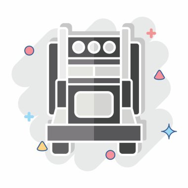 İkon 18 Wheeler. Araç sembolüyle ilgili. Çizgi roman. düzenlenebilir