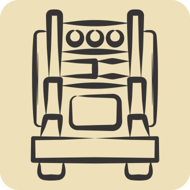 İkon 18 Wheeler. Araç sembolüyle ilgili. El çizimi tarzı. düzenlenebilir