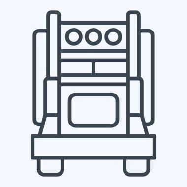 İkon 18 Wheeler. Araç sembolüyle ilgili. Sıra tarzı. düzenlenebilir