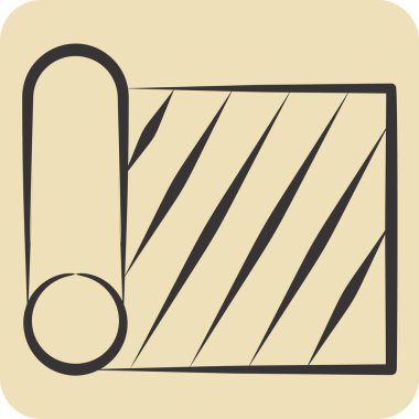 Simge kumaş rulosu. Kumaş sembolüyle ilgili. El çizimi tarzı. dizayn edilebilir