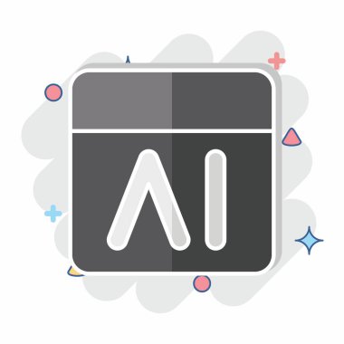 Simge geribildirimi. Yapay Zeka sembolüyle ilgili. çizgi roman biçimi