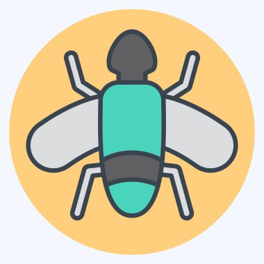 Simge Sinekleri. Böceklerin sembolü. renk arkadaşı stili. dizayn edilebilir