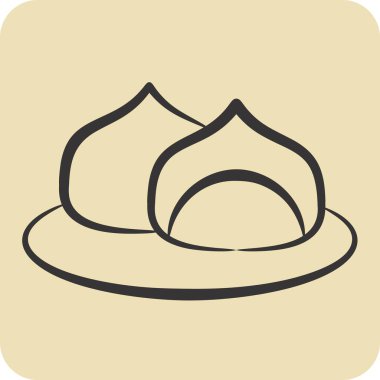 Simgesel Yemek Halkı. Kazakistan sembolüyle ilgili. El çizimi tarzı. dizayn edilebilir