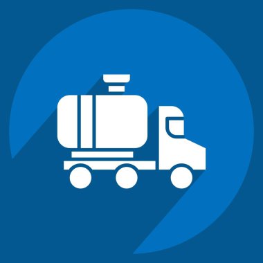 Icon Gaz Kamyonu. Endüstri sembolüyle ilgili. Uzun gölge tarzı. dizayn edilebilir