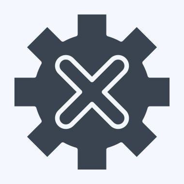 Simge Gear. Ünlem sembolüyle ilgili. Kabartma tarzı. dizayn edilebilir