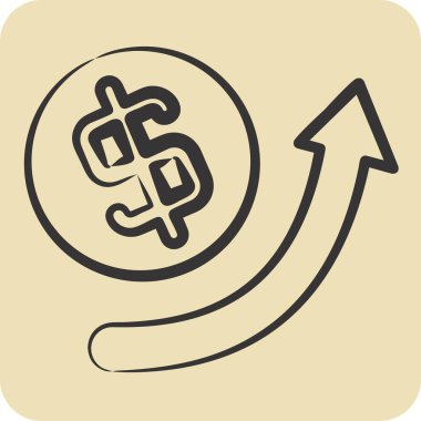 Simge Büyütme oku. Geliştirme sembolüyle ilgili. el çizimi biçim