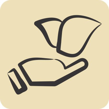 Simge Eller Tutma Tesisi. Geliştirme sembolüyle ilgili. el çizimi biçim