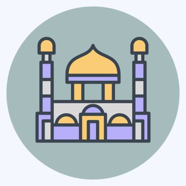 İkon Hazret Sultan Camii. Kazakistan sembolüyle ilgili. renk arkadaşı stili. dizayn edilebilir