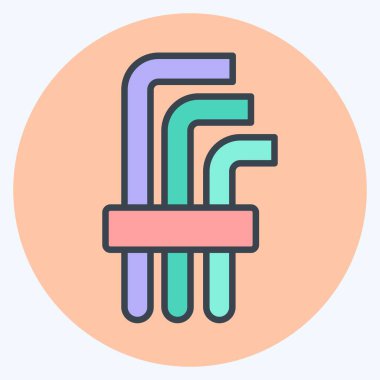 Simge Hex Keys. Tamir Aletleri sembolüyle ilgili. renk arkadaşı stili. dizayn edilebilir