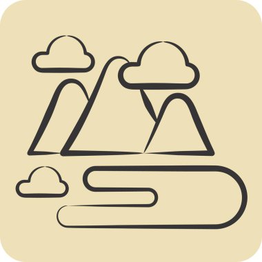 İkon Tepesi. Kazakistan sembolüyle ilgili. El çizimi tarzı. dizayn edilebilir