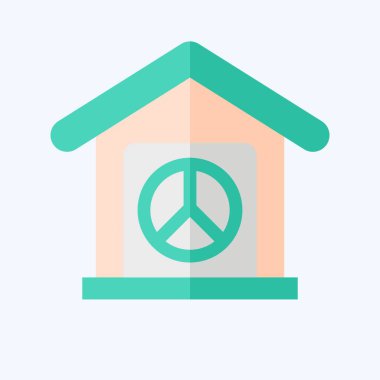 Icon Evi. Dünya Barışı sembolüyle ilgili. Düz stil. dizayn edilebilir