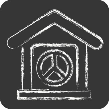 Icon Evi. Dünya Barışı sembolüyle ilgili. Tebeşir stili. dizayn edilebilir