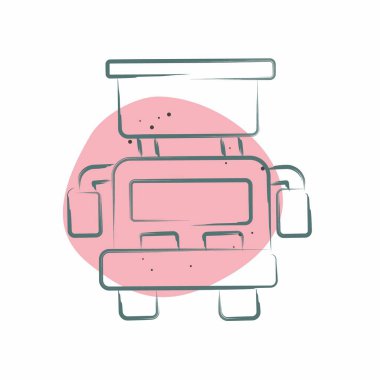 Simge Kancası ve Merdiven Kamyonu. Araç sembolüyle ilgili. Renkli Leke Biçimi. düzenlenebilir