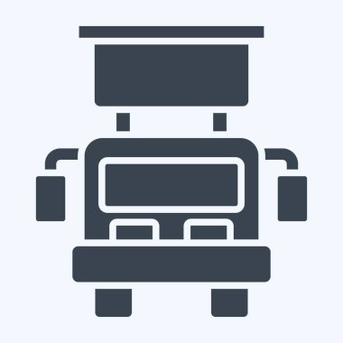 Simge Kancası ve Merdiven Kamyonu. Araç sembolüyle ilgili. Kabartma tarzı. düzenlenebilir