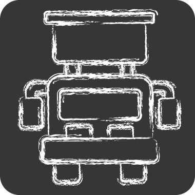 Simge Kancası ve Merdiven Kamyonu. Araç sembolüyle ilgili. Tebeşir stili. düzenlenebilir