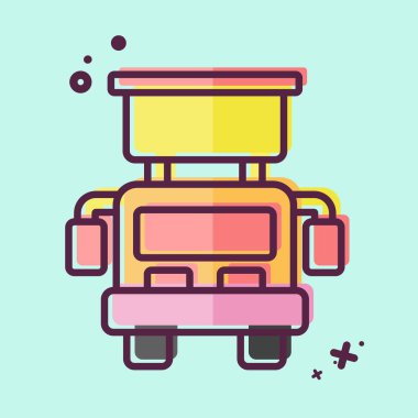 Simge Kancası ve Merdiven Kamyonu. Araç sembolüyle ilgili. MBE tarzı. düzenlenebilir