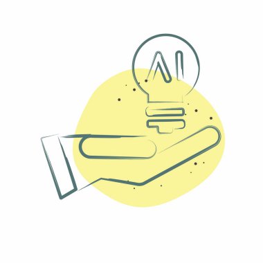 İkona fikri. Yapay Zeka sembolüyle ilgili. Renkli Leke Biçimi