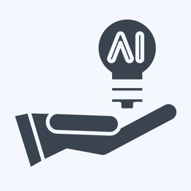 İkona fikri. Yapay Zeka sembolüyle ilgili. Kabartma biçimi