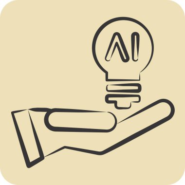 İkona fikri. Yapay Zeka sembolüyle ilgili. el çizimi biçim