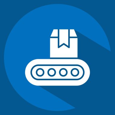 Icon Endüstriyel Robot. Endüstri sembolüyle ilgili. Uzun gölge tarzı. dizayn edilebilir