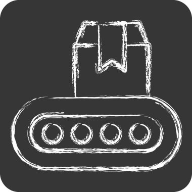 Icon Endüstriyel Robot. Endüstri sembolüyle ilgili. Tebeşir stili. dizayn edilebilir