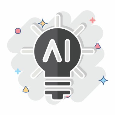 Simge Buluşu. Yapay Zeka sembolüyle ilgili. çizgi roman biçimi