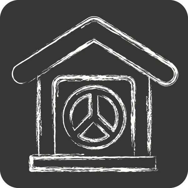 Icon Evi. Dünya Barışı sembolüyle ilgili. Tebeşir stili. dizayn edilebilir