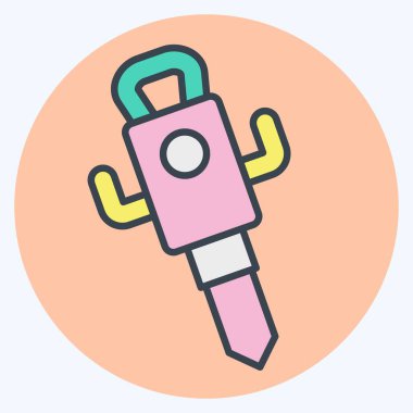 Simge Jack Hammer. İnşaat Mühendisliği sembolüyle ilgili. renk arkadaşı stili. düzenlenebilir