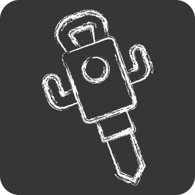 Simge Jack Hammer. İnşaat Mühendisliği sembolüyle ilgili. Tebeşir stili. düzenlenebilir