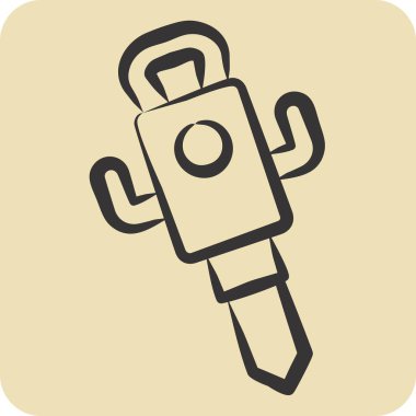 Simge Jack Hammer. İnşaat Mühendisliği sembolüyle ilgili. El çizimi tarzı. düzenlenebilir