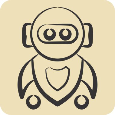 Simge Makinesi Öğrenme. Yapay Zeka sembolüyle ilgili. el çizimi biçim