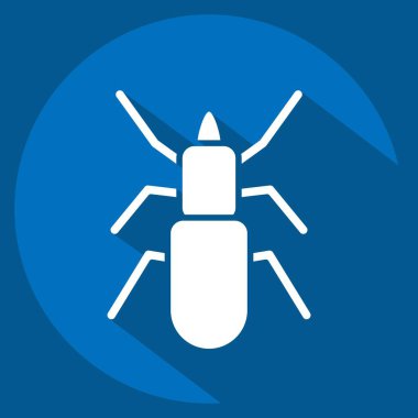 Simge kötü amaçlı yazılım. Böceklerin sembolü. Uzun gölge tarzı. dizayn edilebilir