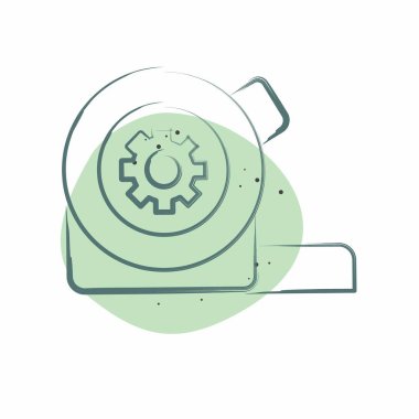 Simge Ölçüm Bantları. Tamir Aletleri sembolüyle ilgili. Renkli Leke Biçimi. dizayn edilebilir