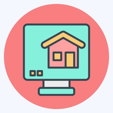 Simge Mavi Yazıcı. İnşaat Mühendisliği sembolüyle ilgili. renk arkadaşı stili. düzenlenebilir