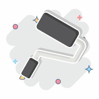 Simge boyası silindiri. Tamir Aletleri sembolüyle ilgili. Çizgi roman. dizayn edilebilir