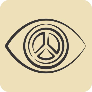 Manzara Barışı ikonu. Dünya Barışı sembolüyle ilgili. El çizimi tarzı. dizayn edilebilir