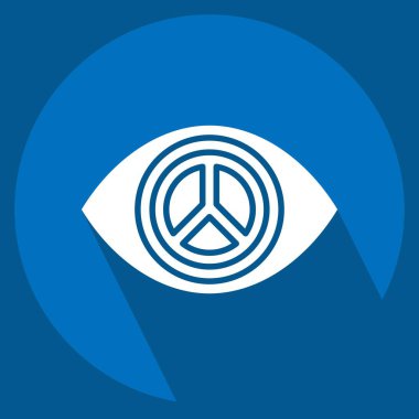 Manzara Barışı ikonu. Dünya Barışı sembolüyle ilgili. Uzun gölge tarzı. dizayn edilebilir