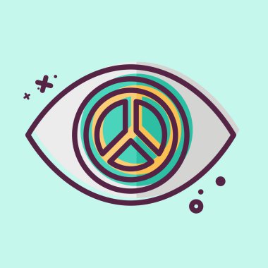 Manzara Barışı ikonu. Dünya Barışı sembolüyle ilgili. MBE tarzı. dizayn edilebilir