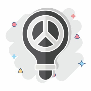 İkon Barış Düşüncesi. Dünya Barışı sembolüyle ilgili. Çizgi roman. dizayn edilebilir